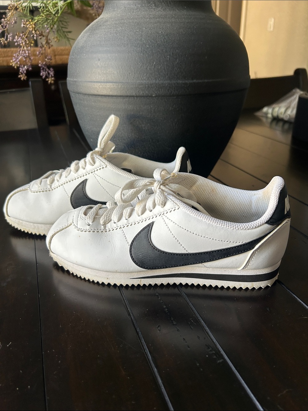 Nike Women’s White Sneakers with Black Swoosh